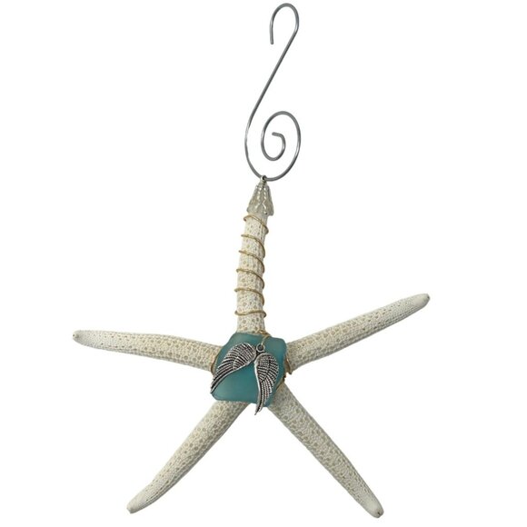 Handcrafted Ornament or Suncatcher - Wire Wrapped Starfish with Sea Glass‎ - Picture 1 of 4